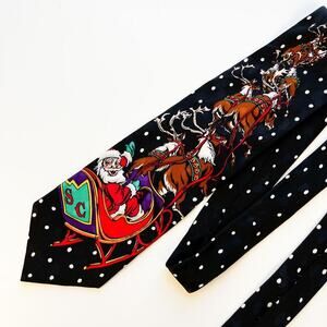 Vintage Addiction Christmas 100% Silk Neck Tie Santa Claus Holiday Festive